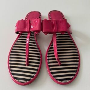 Arturo Chiang Pink and Black Sandals with Bow Detail
